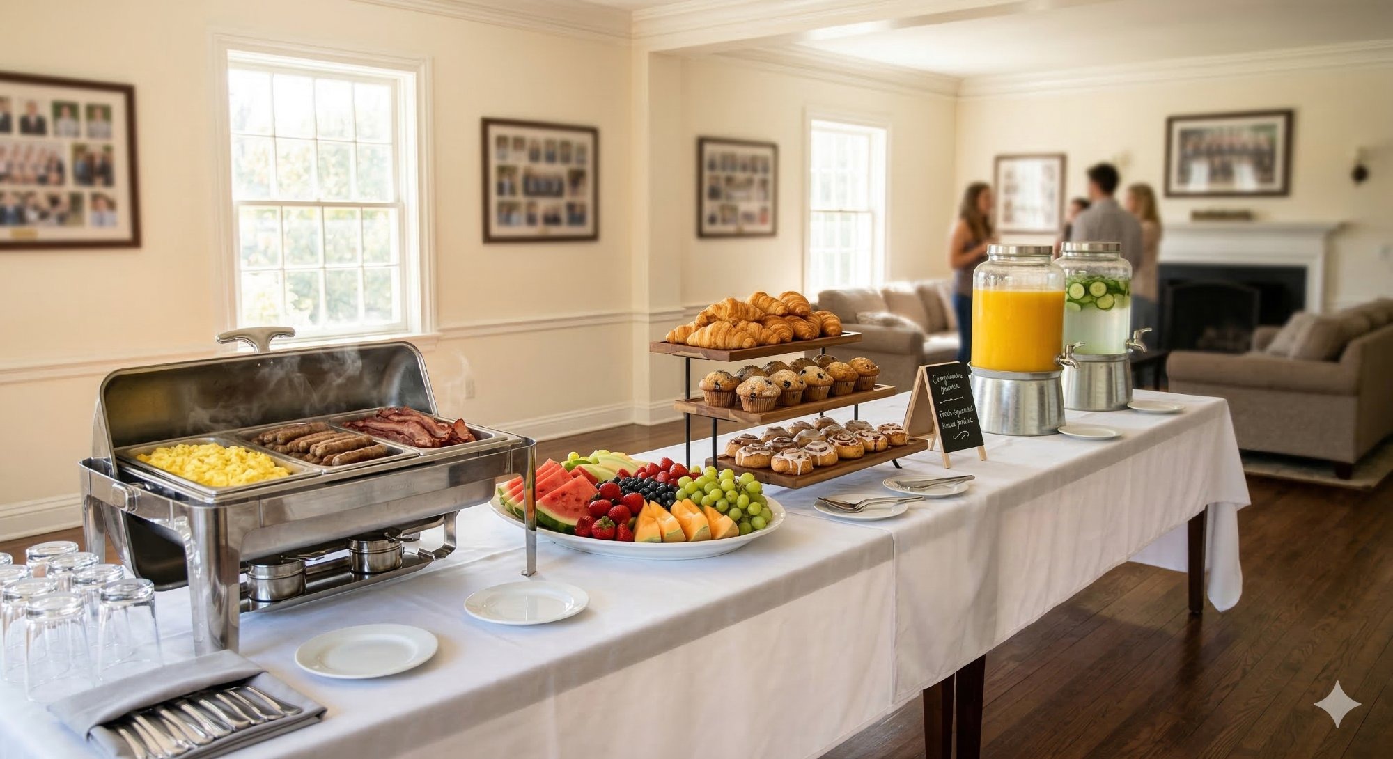 Brunch buffet spread in a Row house